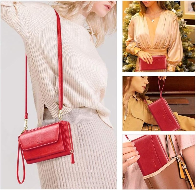 Nuoku Womens RFID Wallet Purse Wristlet Crossbody Clutch with Zip Around 2 Strap - Image 2