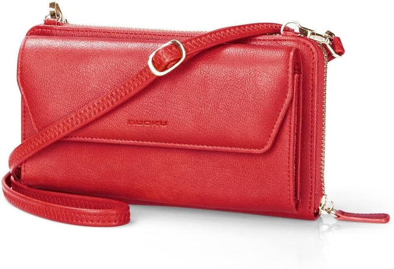 Nuoku Womens RFID Wallet Purse Wristlet Crossbody Clutch with Zip Around 2 Strap - Image 1