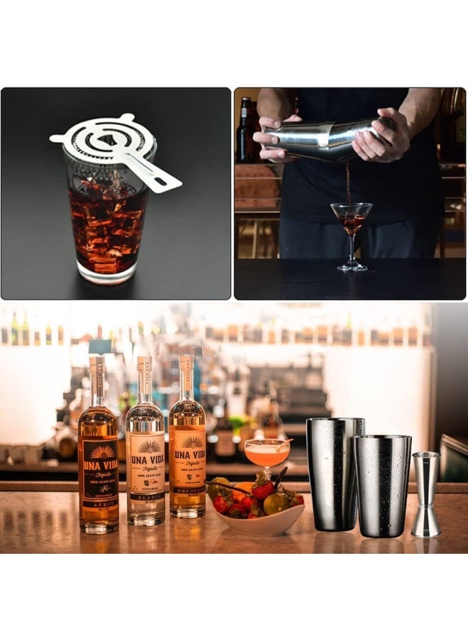 Stainless Steel Cocktail Shaker Bottle Set, Boston Shaker Accessories Set with 750ml  Cups, Jigger and Strainer, Home Bar Mixing Kit, 4 Pieces - Image 5