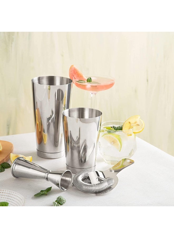 Stainless Steel Cocktail Shaker Bottle Set, Boston Shaker Accessories Set with 750ml  Cups, Jigger and Strainer, Home Bar Mixing Kit, 4 Pieces - Image 2