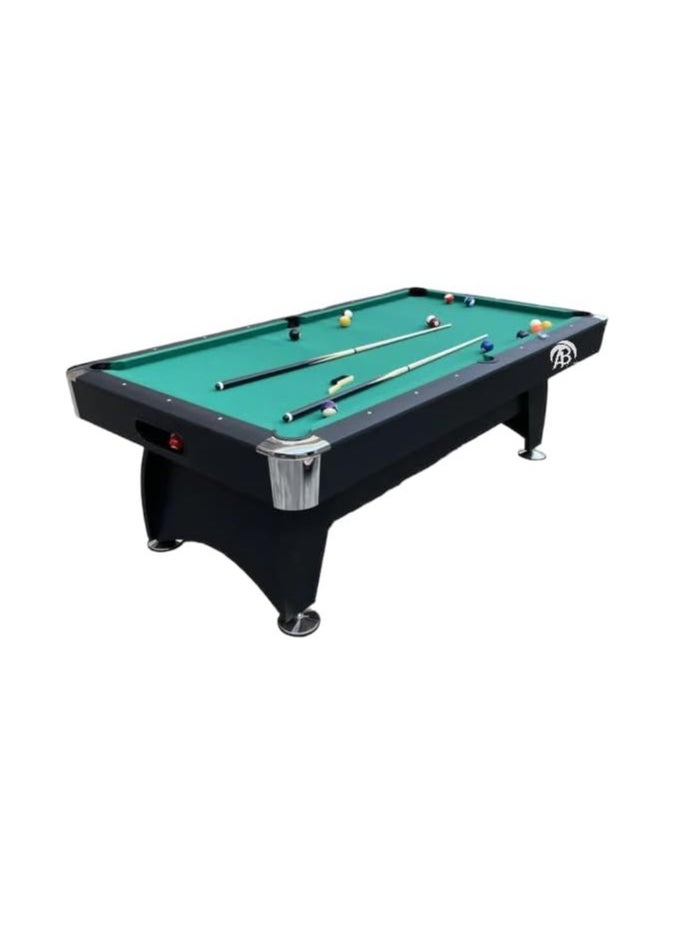 AL BADER - 9 ft, 9 Feet Size, Pool Table with Wood Finish, International Size 9 FT, Modern Billiards Table with 2 Cue Sticks, Balls, Rack, Felt Brush and Chalk, Billiard Table (Green) - Image 1