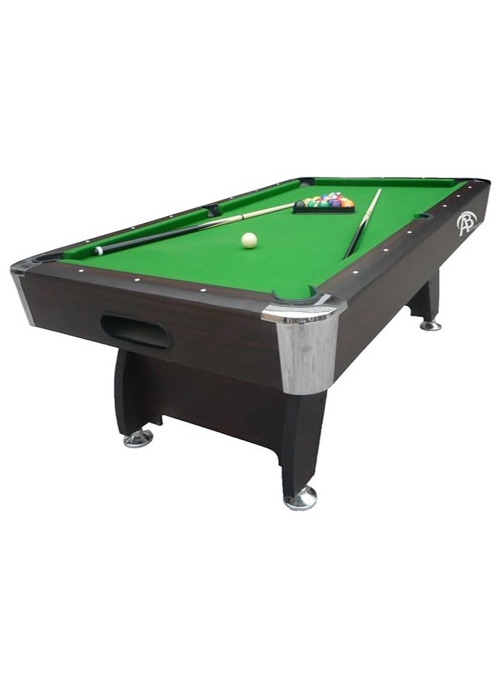 AL BADER - 9 ft, 9 Feet Size, Pool Table with Wood Finish, International Size 9 FT, Modern Billiards Table with 2 Cue Sticks, Balls, Rack, Felt Brush and Chalk, Billiard Table (Green) - Image 1