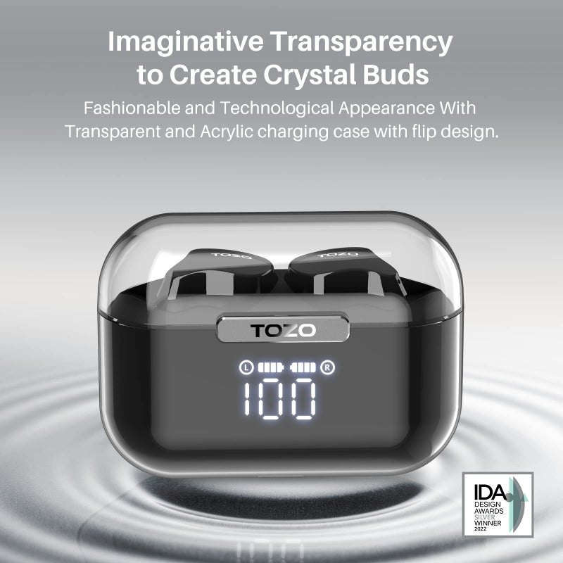 TOZO T18 Wireless Earbuds Bluetooth Headphones 5.3, IPX8 Waterproof Ear Buds, 4 Mic Clear Call Long Playtime with LED Digital Display Charging Case, Stereo Bass Sound 32 Customized EQ via APP - Image 3