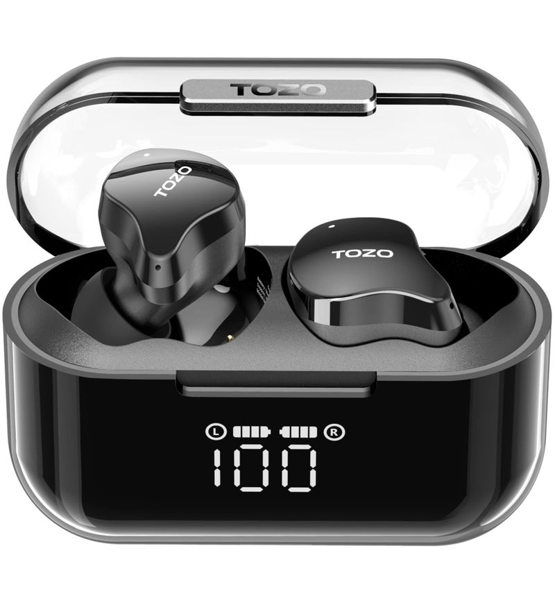 TOZO T18 Wireless Earbuds Bluetooth Headphones 5.3, IPX8 Waterproof Ear Buds, 4 Mic Clear Call Long Playtime with LED Digital Display Charging Case, Stereo Bass Sound 32 Customized EQ via APP - Image 1