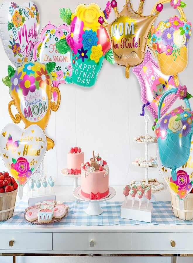 ZHBDMGK Happy Mother’s Day Balloons, 12Pcs Premium Aluminum Foil Mothers Day Balloons, Large Size Best Mom Day Heart Balloons for Mother's Day Party Birthday Decorations Supplies - Image 4
