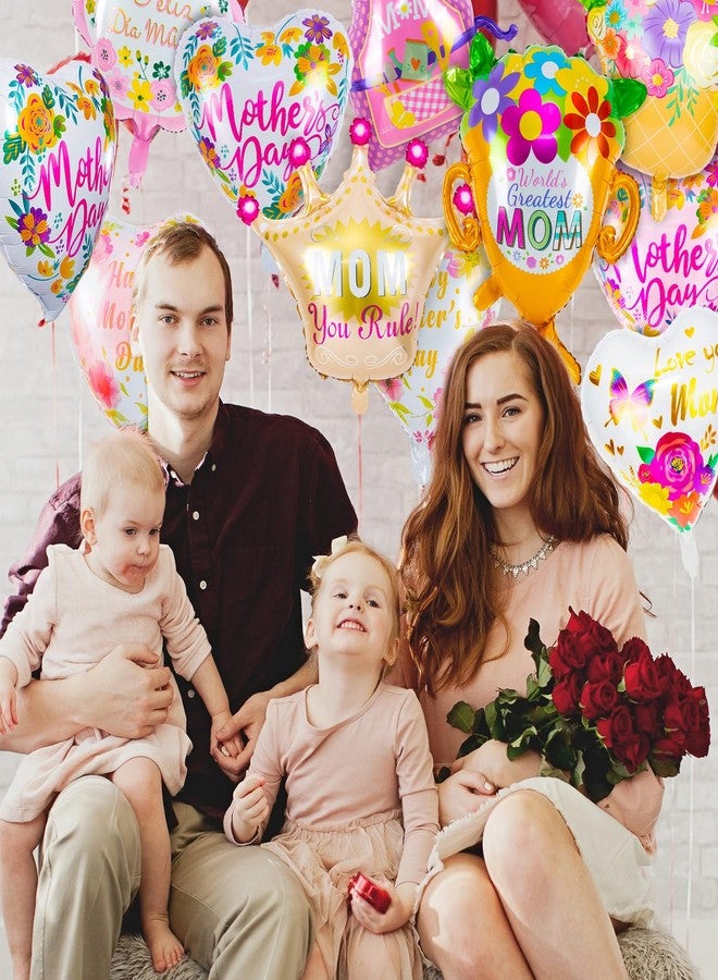 ZHBDMGK Happy Mother’s Day Balloons, 12Pcs Premium Aluminum Foil Mothers Day Balloons, Large Size Best Mom Day Heart Balloons for Mother's Day Party Birthday Decorations Supplies - Image 3
