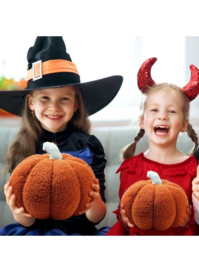 Kajaia Kajaia 4 Pcs Pumpkin Throw Pillow Cushion 3D Thanksgiving Pumpkin Pillow Halloween Sherpa Fall Pumpkin Toy Fluffy Stuffed Pillow Kids' Plush Toy Pillow,11 Inches, 7 Inches (Brown) - Image 5
