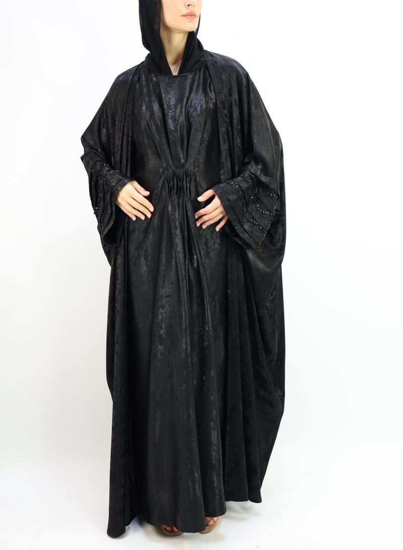 THE MODEST FACTORY Sleaves pleated with handwork, Premium abaya with stylish inner - Image 2