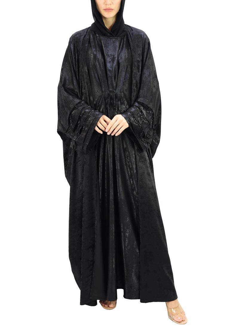 THE MODEST FACTORY Sleaves pleated with handwork, Premium abaya with stylish inner - Image 3