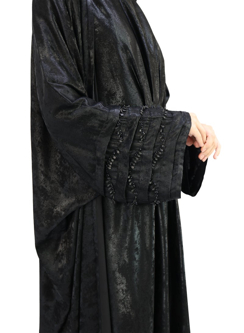THE MODEST FACTORY Sleaves pleated with handwork, Premium abaya with stylish inner - Image 4