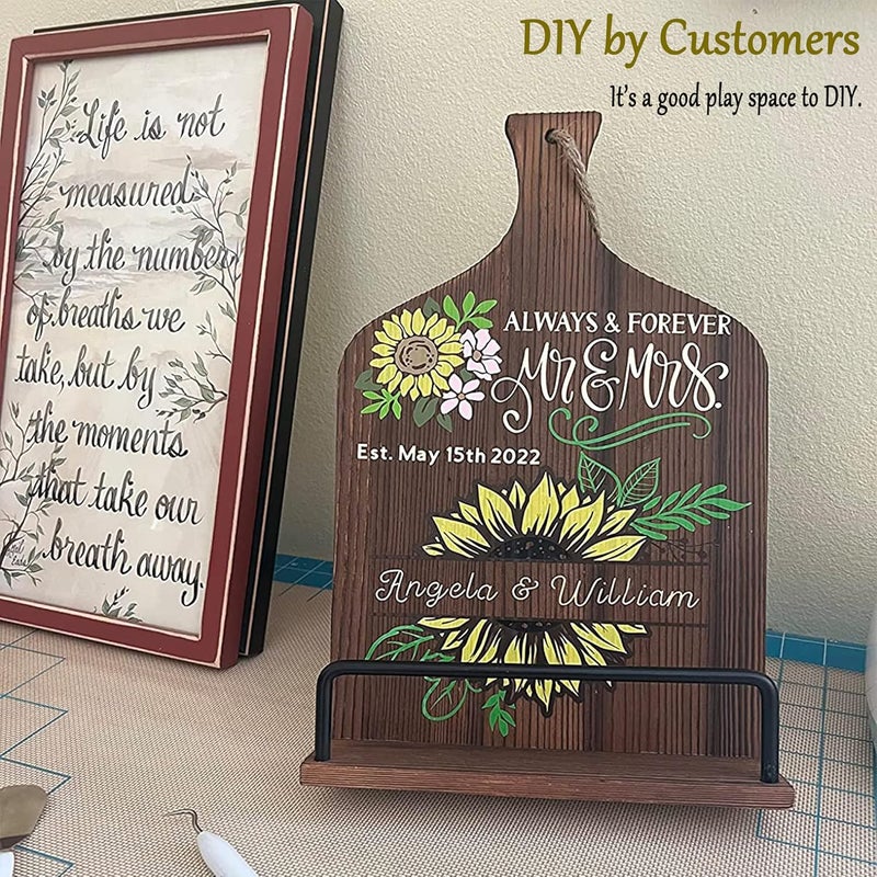 wnopa Cookbook Stand for Kitchen Counter Wood Adjustable Recipe Book Holder Stand iPad Rustic Holder Thanksgiving Day Christmas Gift for Mother, Grandma, Women - Image 4