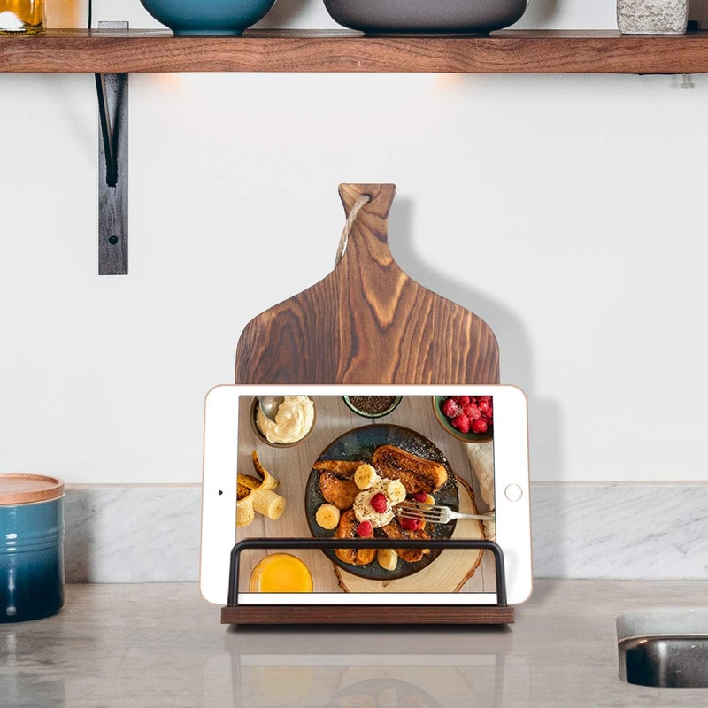 wnopa Cookbook Stand for Kitchen Counter Wood Adjustable Recipe Book Holder Stand iPad Rustic Holder Thanksgiving Day Christmas Gift for Mother, Grandma, Women - Image 5