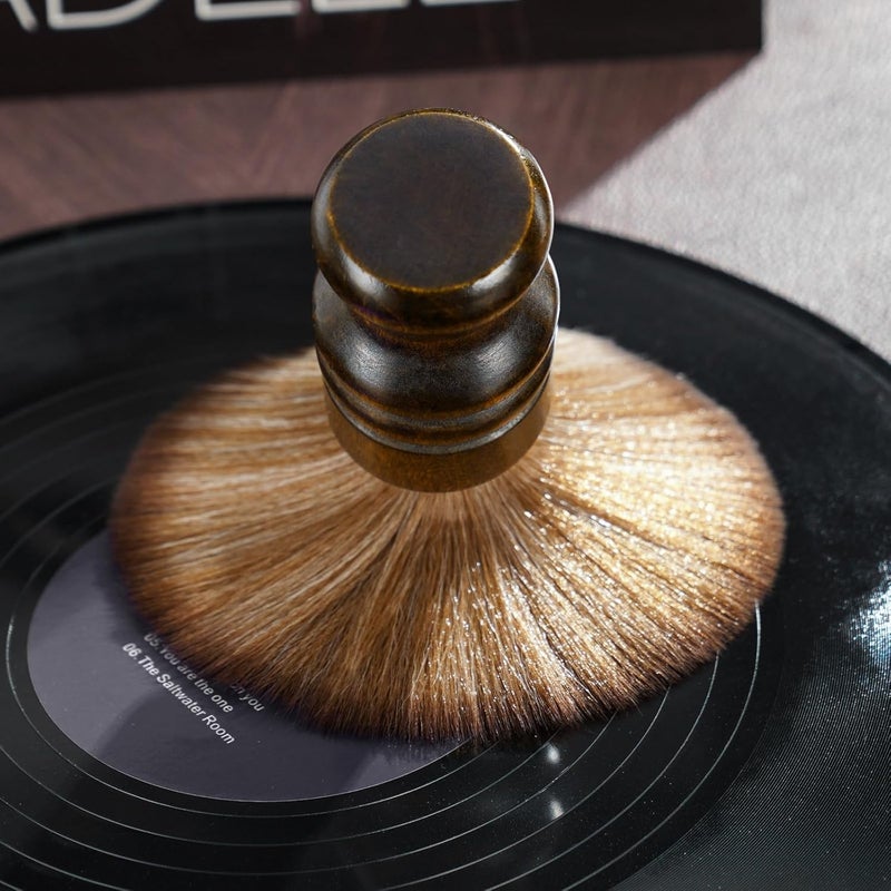 NiHome Vinyl Record Cleaning Brush, Anti-Static Soft LP Record Cleaner, Vinyl Dust Remover Brush with Ultra-Fine Fiber Bristles, Safe for Vinyl LP CD Album Care, Retro Design with Beech Wood Handle Tight fitted parts - Image 4