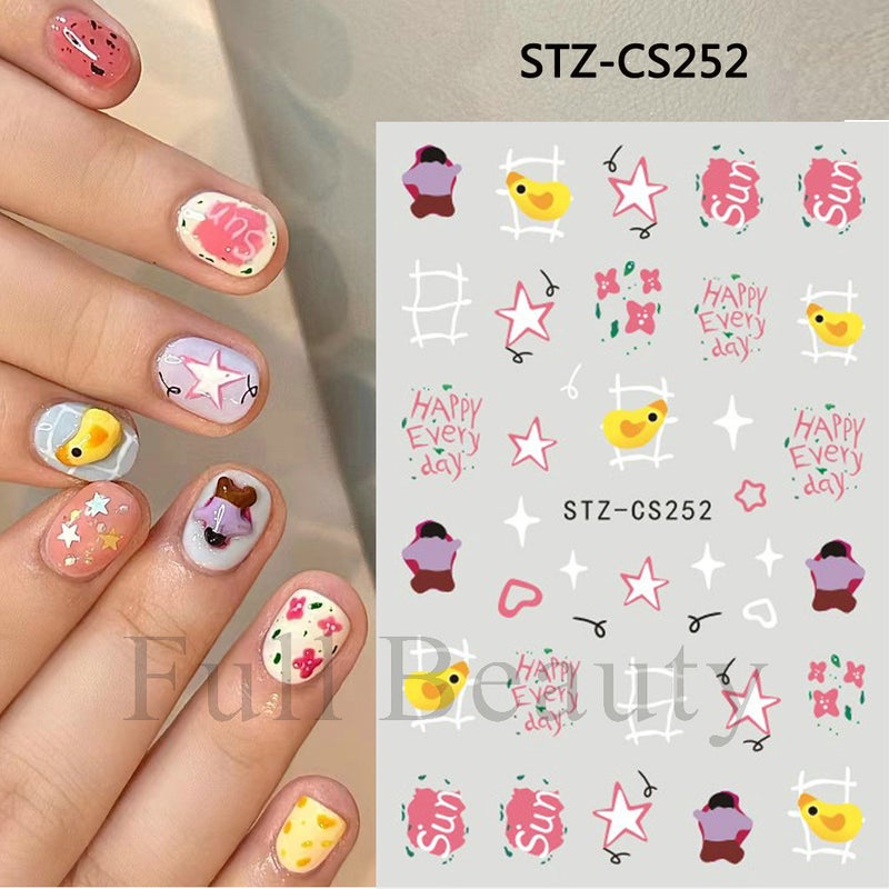 New New Year Fireworks Nail Stickers 3D Gradient Champagne Gold And Silver Colorful Fireworks Adhesive Nail Decals - Image 1