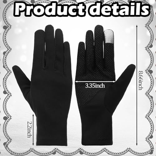 Leumoi 4 Pairs Women UV Gloves Sun Protection Women's Cycling Driving Touchscreen Gloves(Black,Simple Style) - Image 3