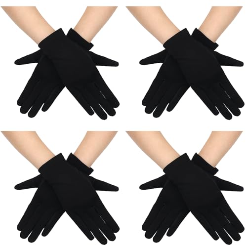 Leumoi 4 Pairs Women UV Gloves Sun Protection Women's Cycling Driving Touchscreen Gloves(Black,Simple Style) - Image 1