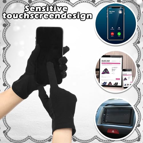 Leumoi 4 Pairs Women UV Gloves Sun Protection Women's Cycling Driving Touchscreen Gloves(Black,Simple Style) - Image 4