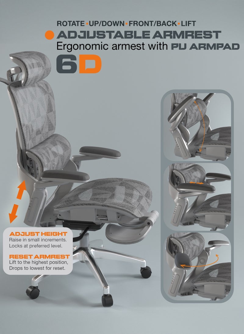 DROGO Ergonomic Office Chair for Work from Home, Computer Chair for Study with Breathable Mesh, Adjustable Seat, 5 level Adjustable Backrest, 6D Armrest, 4D Headrest & Lumbar Support | Gaming Chair with Footrest & Recline Black - Image 5