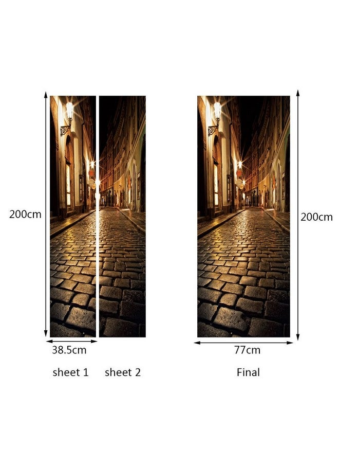 CUGBO Door Wallpaper Murals 3D Alley At Night Door Wallpaper Sticker Self Adhesive Vinyl Removable Art Door Decals For Home Decoration - Image 5