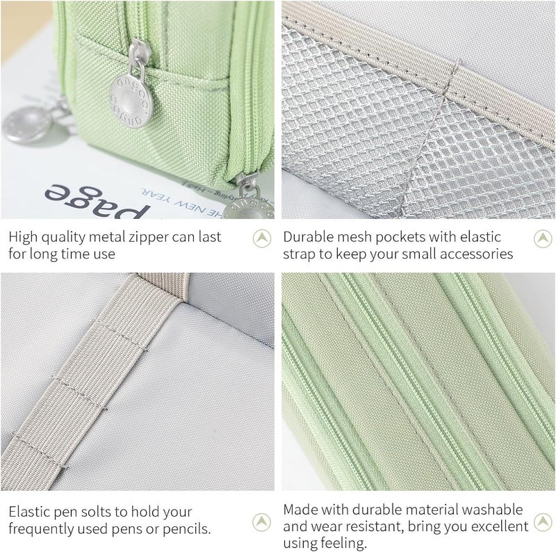 سيسيميلون حافظة أقلام رصاص بسعة كبيرة، حافظة أقلام رصاص للفتيات المراهقات مع حقيبة مكياج بسحاب للمدرسة والمكتب، باللون الأخضر، للسفر - Image 5