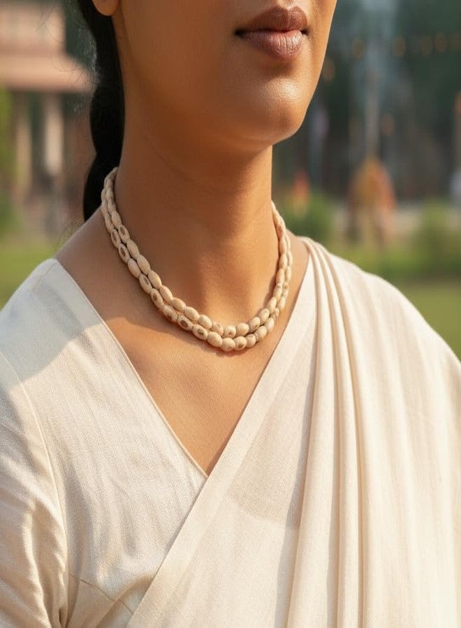 ANVIKA قلادة أنفيكا الأصلية ذات الشكل البيضاوي، مصنوعة من خرز تولسي مزدوج دائري، مناسبة للرجال والنساء، قلادة دينية من خرز الريحان المقدس - Image 5