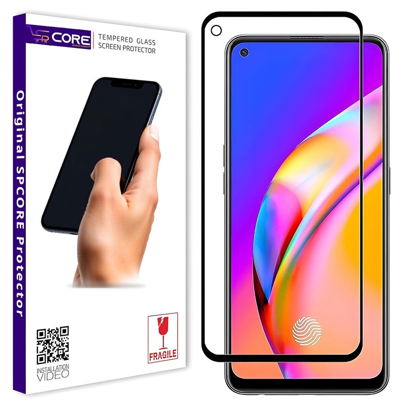 SPCORE Tempered Glass Screen Protector Compatible For Oppo Reno 8 5G with Edge to Edge Coverage and Easy Installation Kit, Black - Image 1