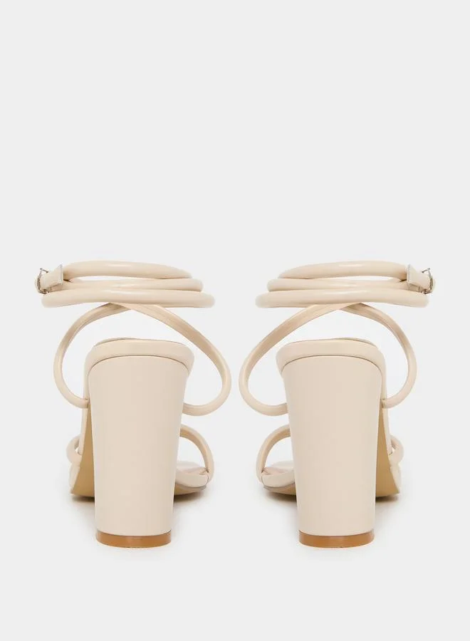 Styli Multi Ankle Strap Block Heel Sandals