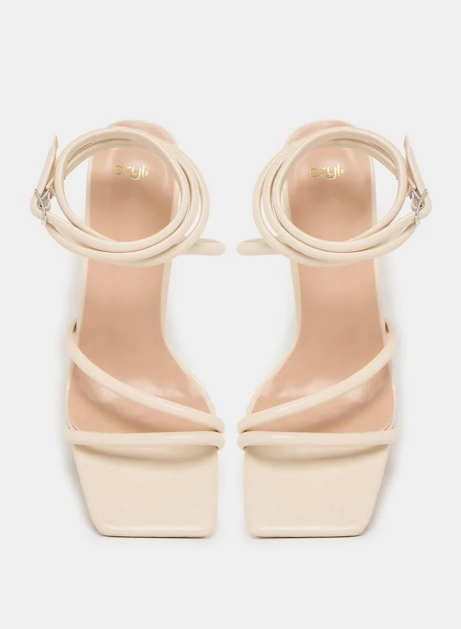 Styli Multi Ankle Strap Block Heel Sandals