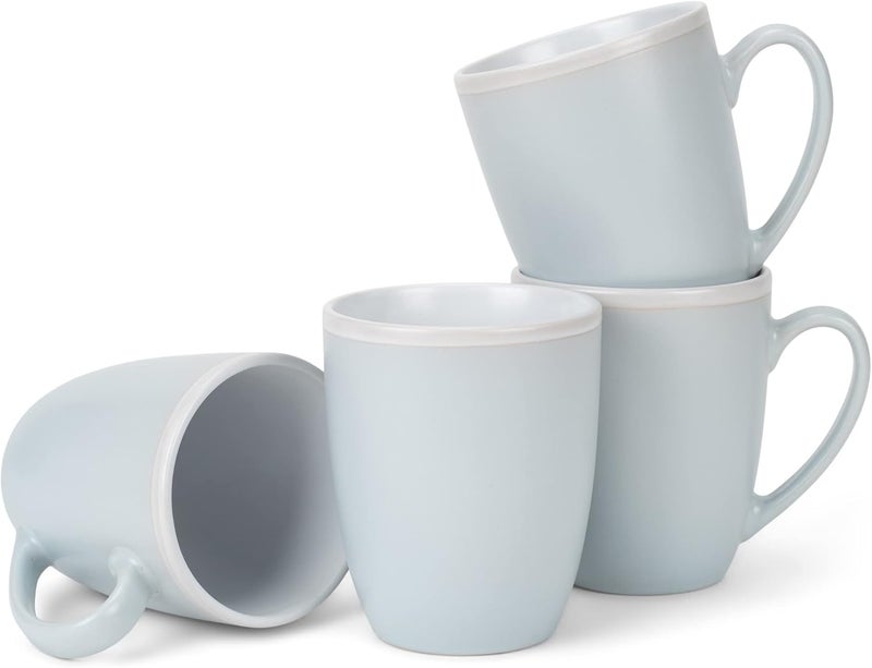 Elanze Designs Solid Color Pale Blue White Interior 16 ounce Matte Ceramic Mugs Matching Set of 4 - Image 1