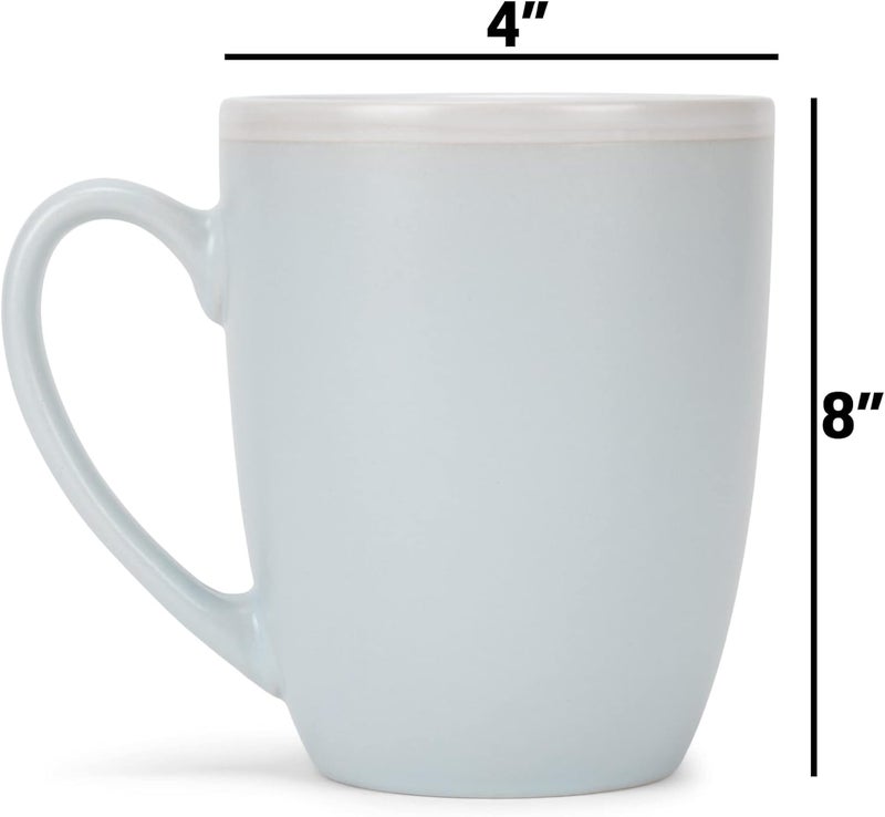 Elanze Designs Solid Color Pale Blue White Interior 16 ounce Matte Ceramic Mugs Matching Set of 4 - Image 5