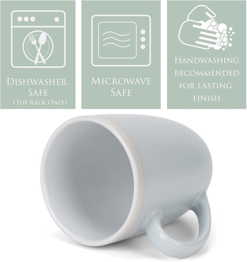 Elanze Designs Solid Color Pale Blue White Interior 16 ounce Matte Ceramic Mugs Matching Set of 4 - Image 4