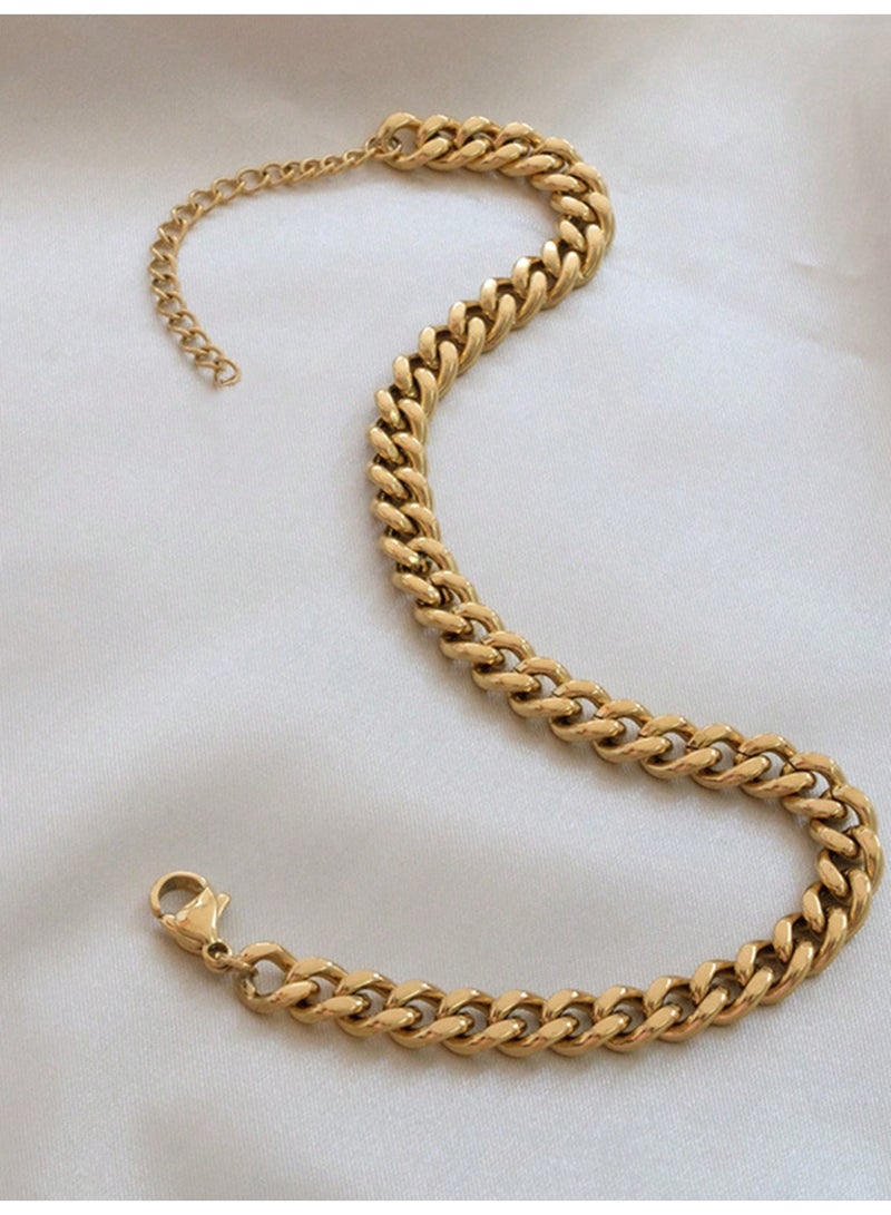 جوليا ستور خلخال نسائي من الفولاذ المقاوم للصدأ مطلي بالذهب عيار 18 قيراطًا بتصميم بوهو بيتش قابل للتعديل بسلسلة كوبية مقاومة للماء لا يتغير لونها ولا تسبب الحساسية - Image 4