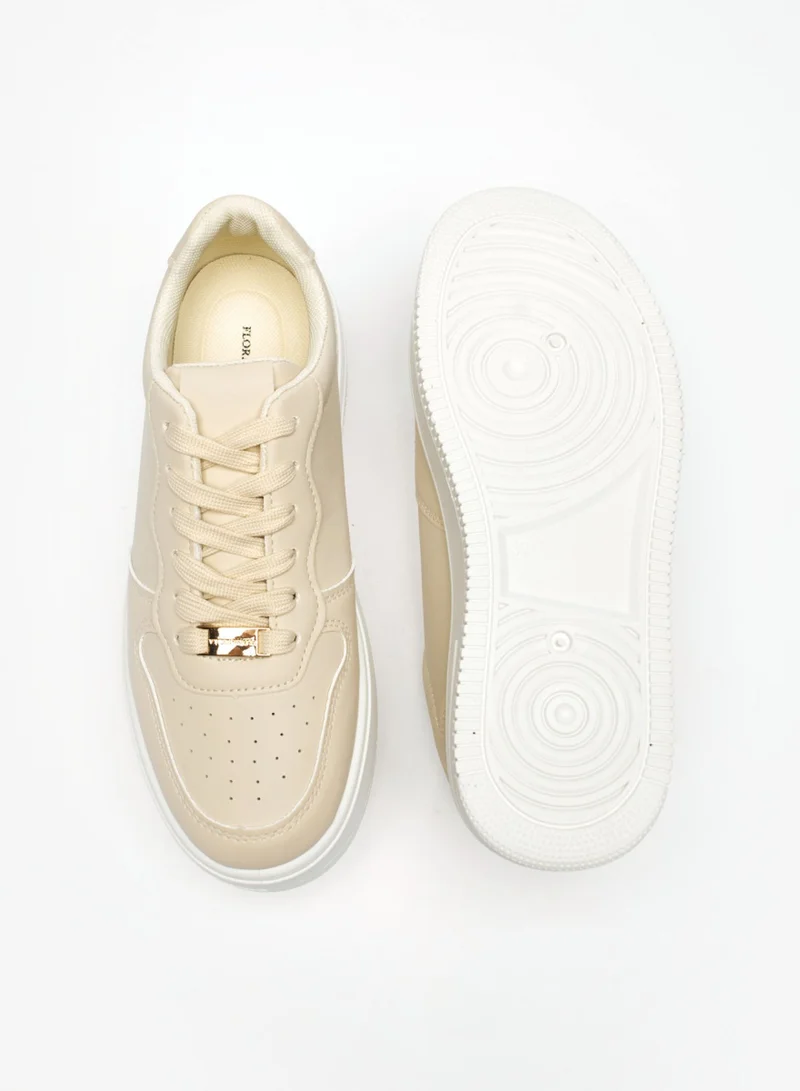 Flora Bella By Shoexpress Womens Textured Lace Up Low Ankle Chunky Casual Sneakers By Shoexpress