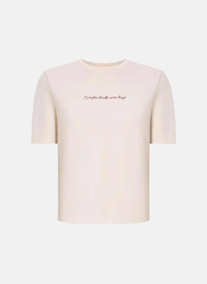 ليتشي تي شيرت مستقيم كثيف مع حروف