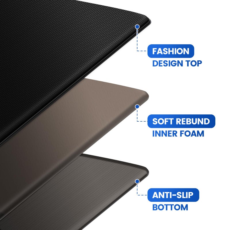KitchenClouds Kitchen Mats for Floor,3PCS Kitchen Rugs,Non Slip Anti Fatigue Mats for Floor,Waterproof Kitchen Sink Mat,Cushioned Standing and Comfort Mats for Office,Black - Image 4