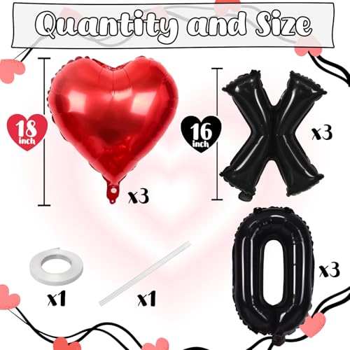 Togvu XOXO Balloons 18 Inch Red Heart Foil Balloons 16Inch Black Valentine Letters Mylar Foil Balloon for Valentines Day Galentines Bachelorette Wedding Bridal Shower Party Decoration Photo Props Supplies - Image 5