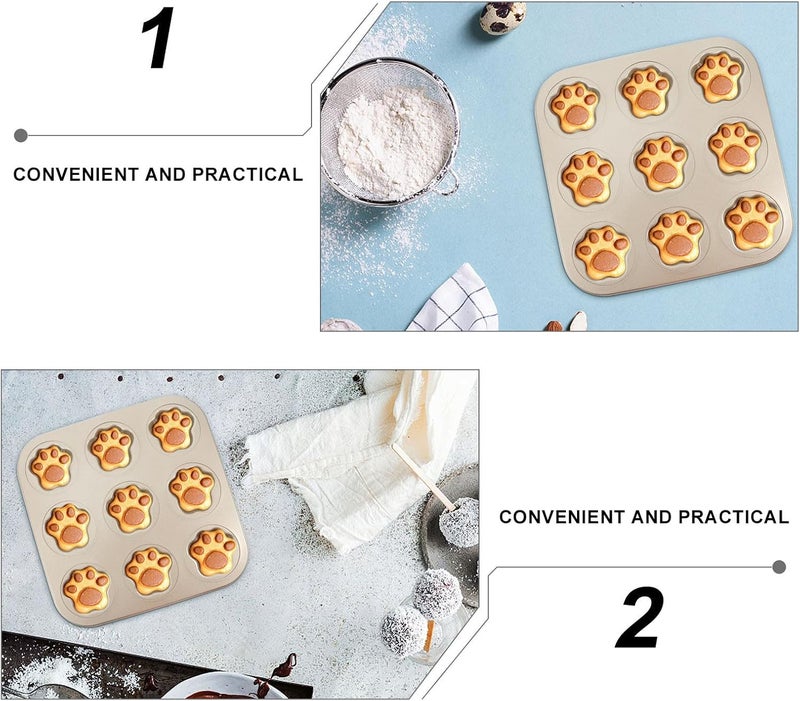 Uonlytech Cartoon Paw Print Cookie Cutter 9-cavity Carbon Steel Biscuit Mold DIY Baking Tool for Oven Kitchen Supplies - Image 4