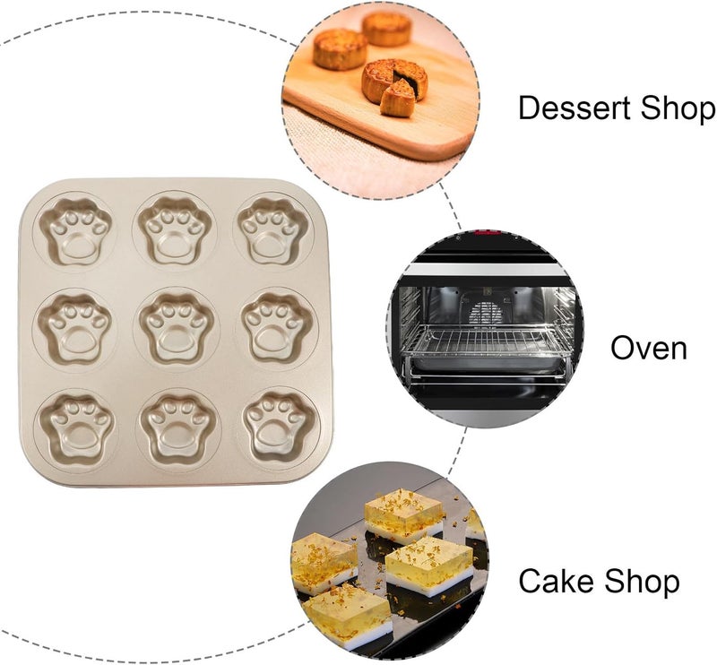Uonlytech Cartoon Paw Print Cookie Cutter 9-cavity Carbon Steel Biscuit Mold DIY Baking Tool for Oven Kitchen Supplies - Image 3