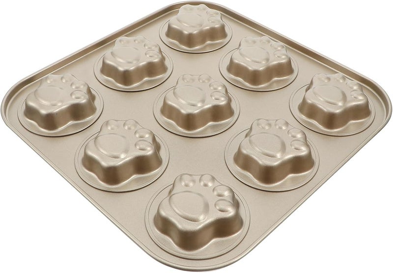 Uonlytech Cartoon Paw Print Cookie Cutter 9-cavity Carbon Steel Biscuit Mold DIY Baking Tool for Oven Kitchen Supplies - Image 1