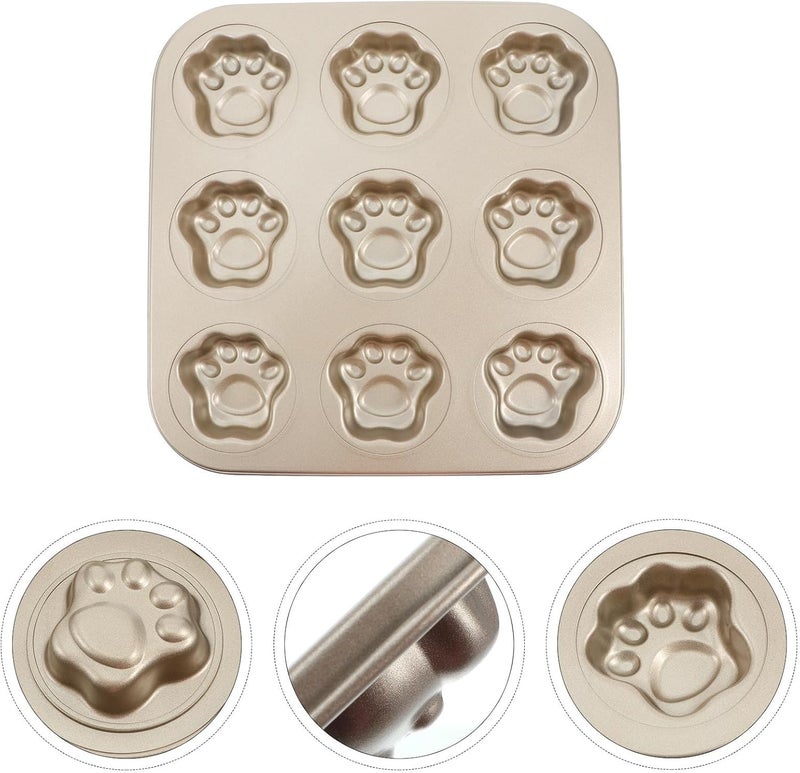Uonlytech Cartoon Paw Print Cookie Cutter 9-cavity Carbon Steel Biscuit Mold DIY Baking Tool for Oven Kitchen Supplies - Image 5