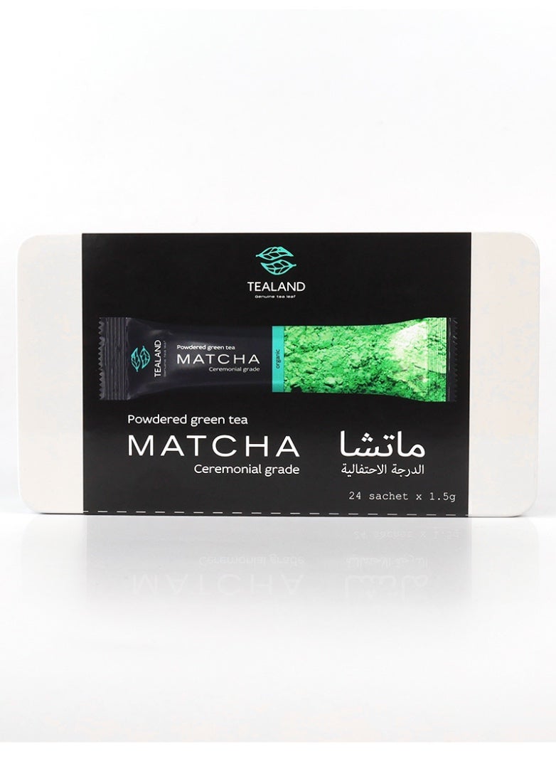Tealand Organic Premium Japan Matcha Pure in Tin Rich in Nutrients Sugar-Free, 24 Sachets - Image 1