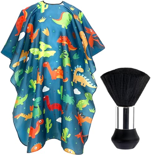 FEBSNOW Kids Hair Cutting Cape,Professional Kids Barber Cape and Neck Duster Brush Cartoon Hairdresser Apron with Adjustable Closure for Children Salon Barber Supplies for Kids & Adults 55x39 Inches - Image 1