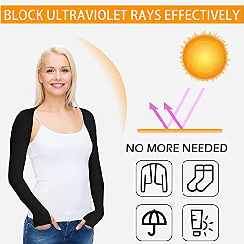 HomTop Cool Shawl Arm Covers 2-Pack Sun Protection with Finger Holes UV Protection Arm Covers for Golfing (White) One size fits all - Image 4