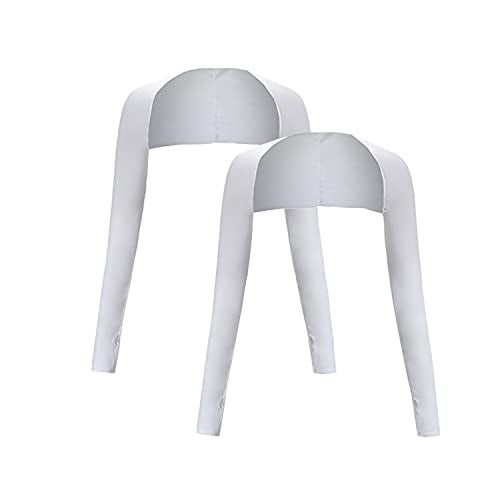 HomTop Cool Shawl Arm Covers 2-Pack Sun Protection with Finger Holes UV Protection Arm Covers for Golfing (White) One size fits all - Image 1
