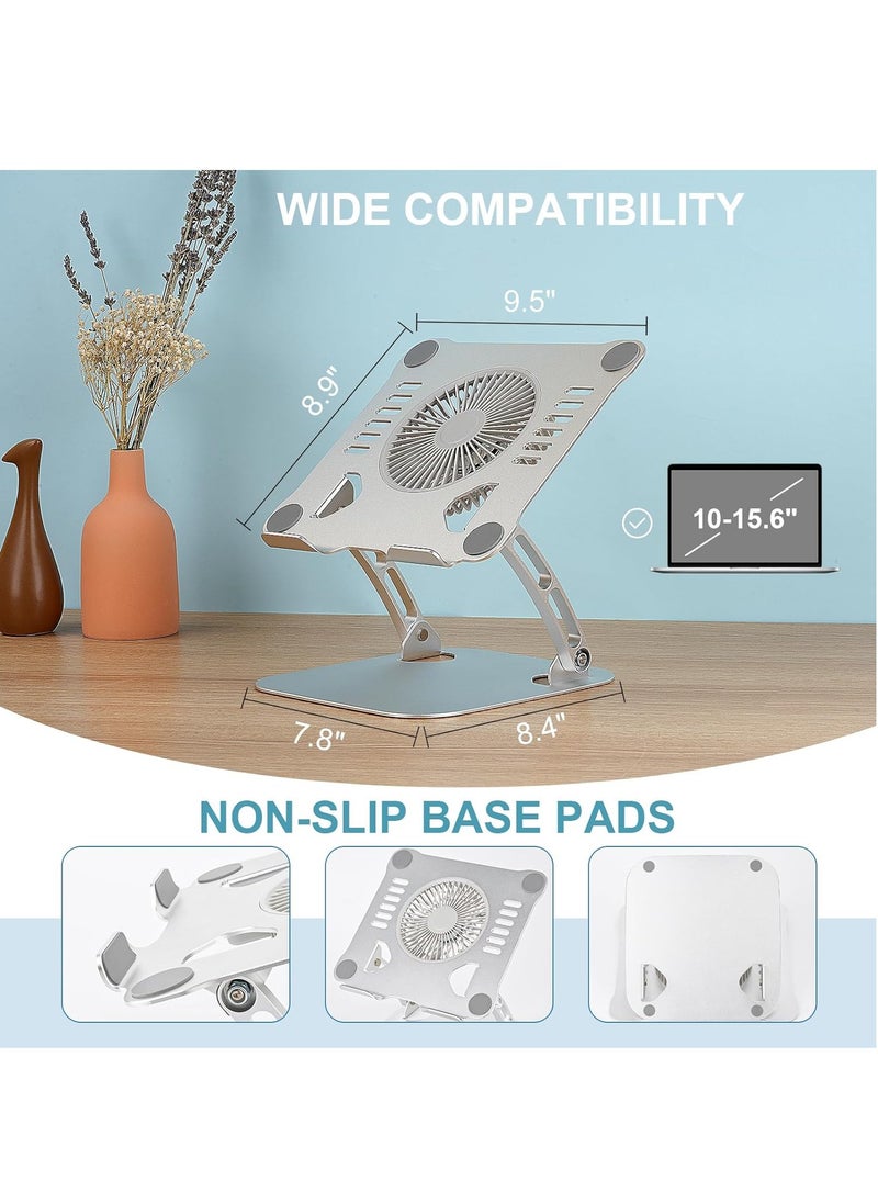 Generic - Laptop Cooling Stand with 3 Speed Fan, Adjustable Height Laptop Stand for Desk, Ergonomic Foldable Laptop Cooling Pad for 10-15.6'' Notebook - Image 1