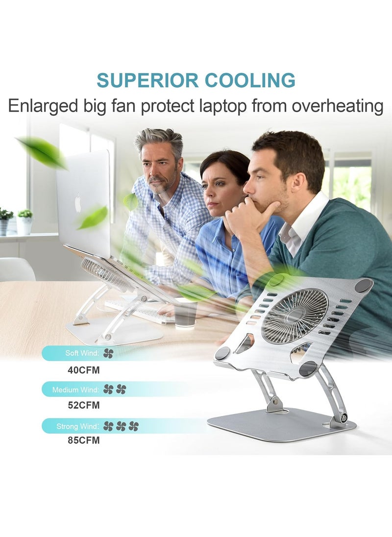 Generic - Laptop Cooling Stand with 3 Speed Fan, Adjustable Height Laptop Stand for Desk, Ergonomic Foldable Laptop Cooling Pad for 10-15.6'' Notebook - Image 1