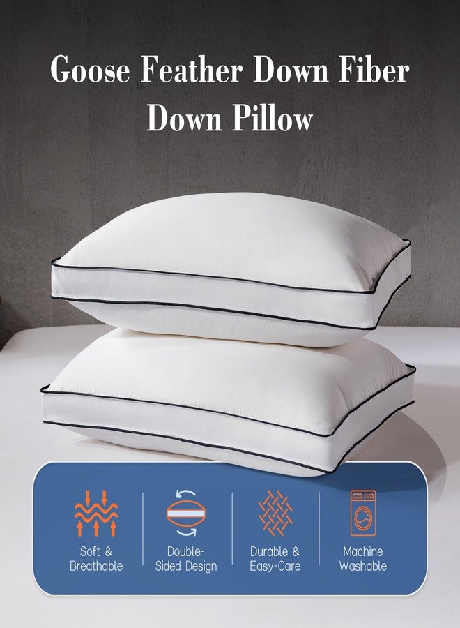 Decroom Goose Feather Down Fiber Pillows King Size Set of 2, Soft Pillows for Luxury Hotel Quality Gusseted Pillow 2 Pack, Bed Pillows for Sleeping, Breathable, Fluffy for Side, Back Sleepers - Image 3