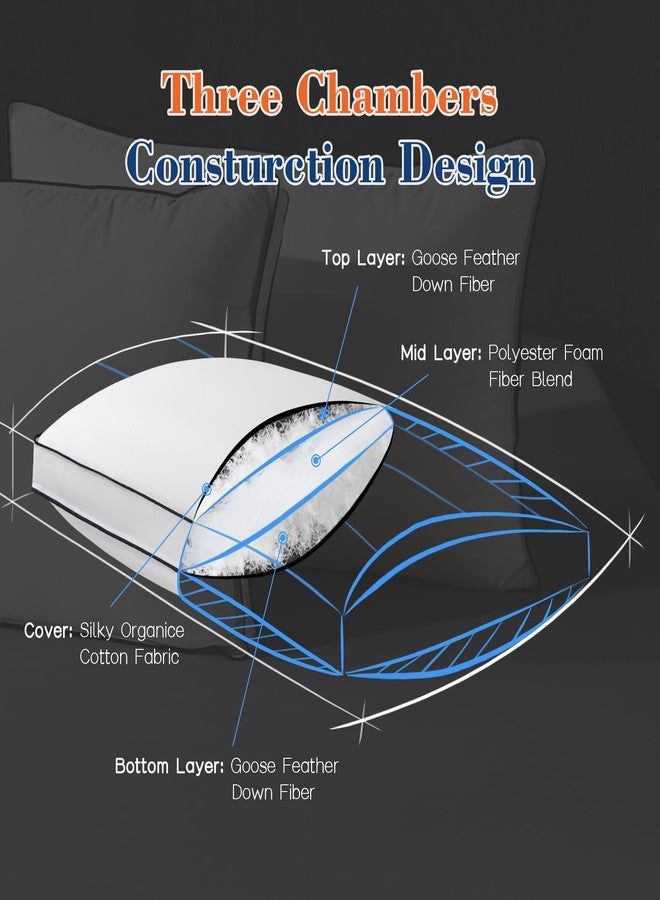 Decroom Goose Feather Down Fiber Pillows King Size Set of 2, Soft Pillows for Luxury Hotel Quality Gusseted Pillow 2 Pack, Bed Pillows for Sleeping, Breathable, Fluffy for Side, Back Sleepers - Image 4