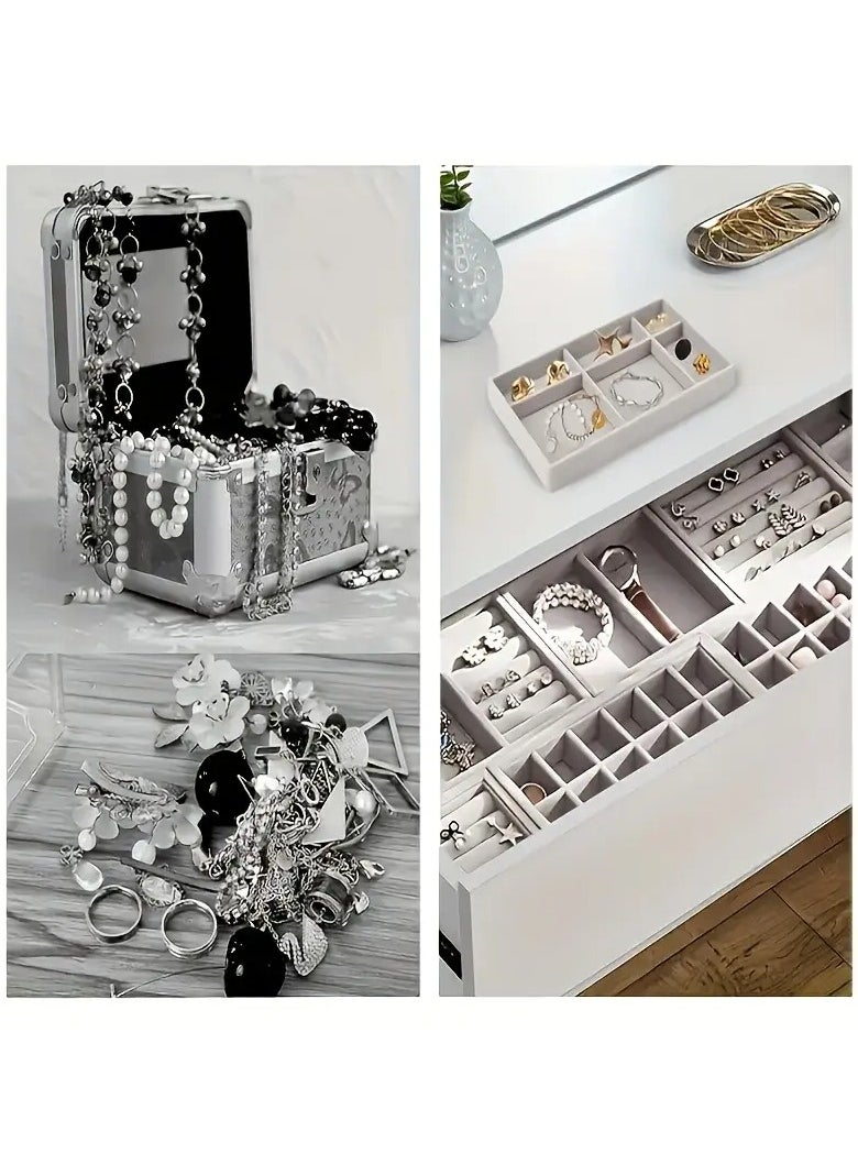 Generic - Set of 4 Stackable Jewelry Organizer Trays for Drawers Display Case Storage Container Earring Necklace Rings Bracelet with Removable Dividers - Image 1