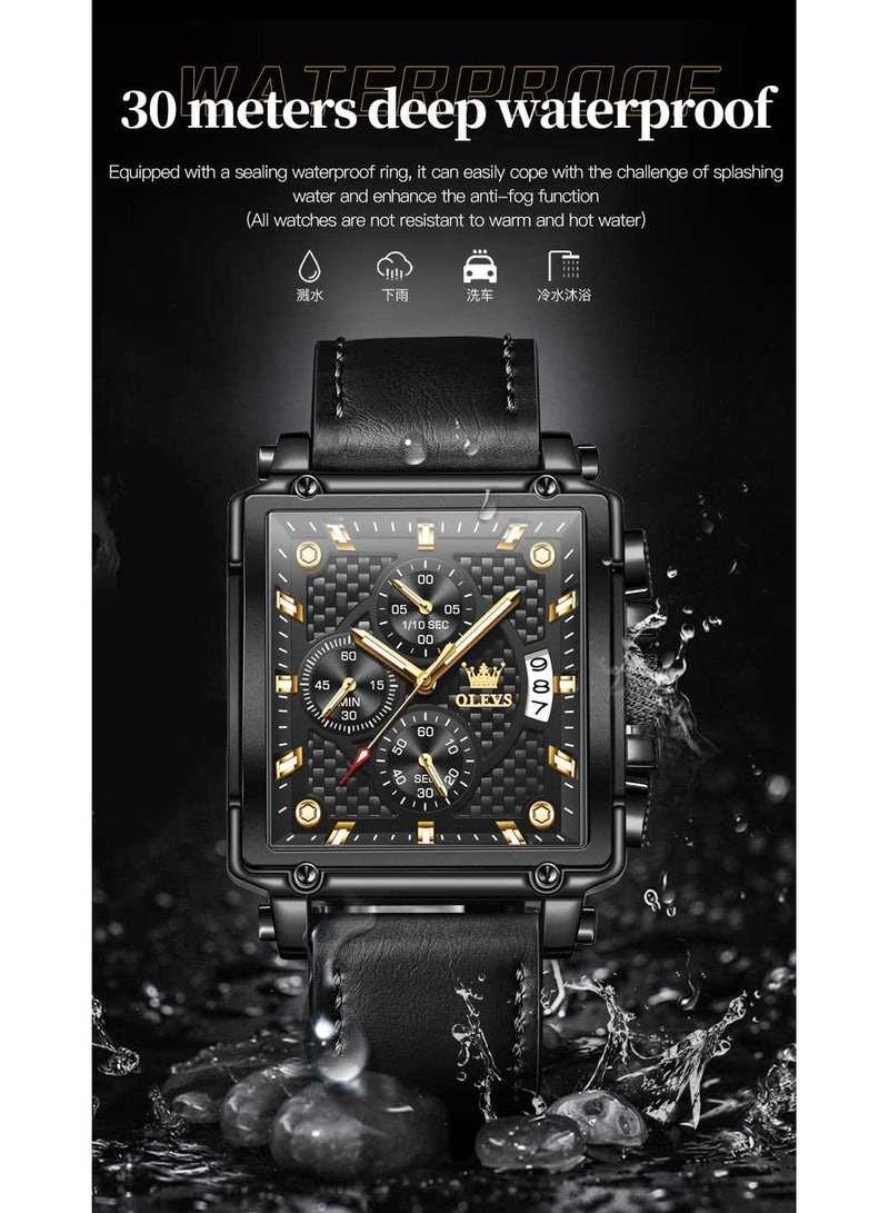 OLEVS Men's Brown Leather Chronograph Fashion Business Watch 9925 - Image 4